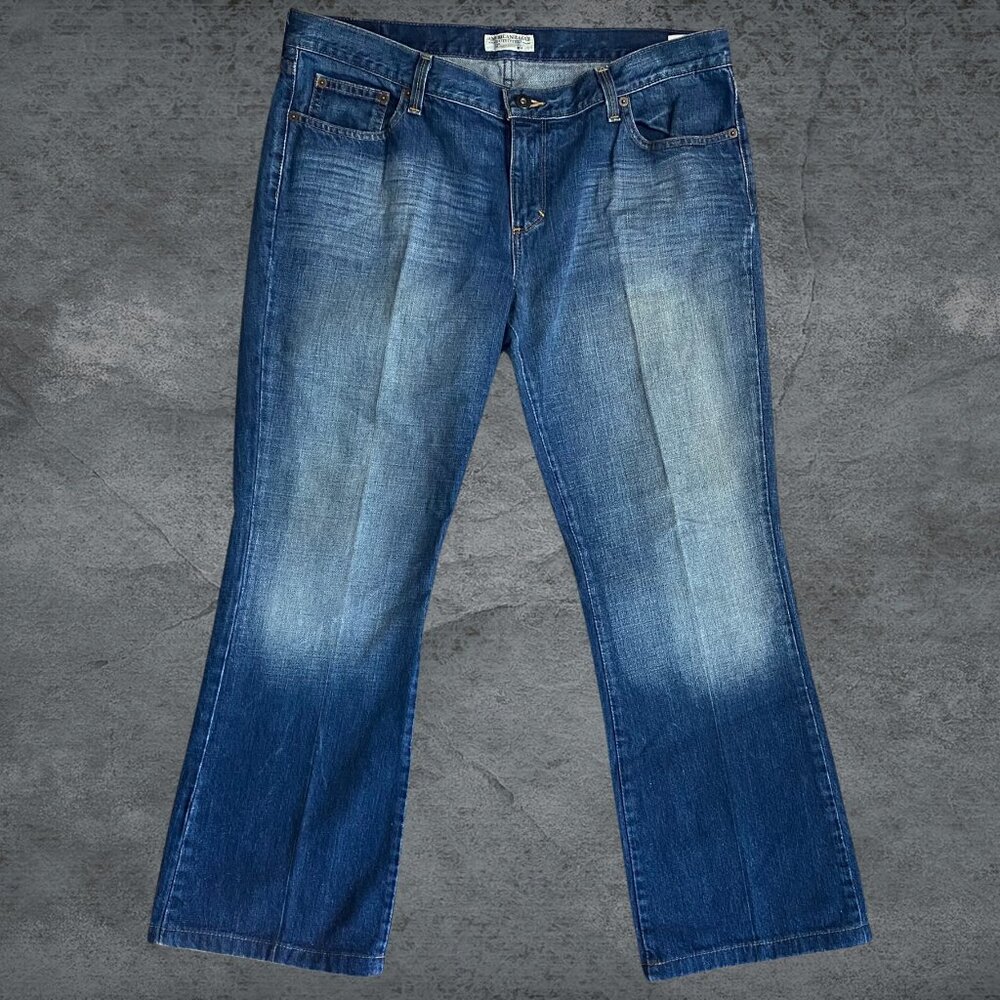 American Eagle Women's Jeans Mid Rise Hipster Fit Regular Distressed Size 14